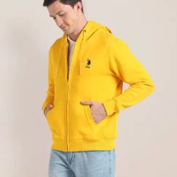 U.S. Polo Assn. Yellow Cotton Regular Fit Hooded Sweatshirt-picture-13