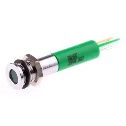 RS PRO Green Panel Mount Indicator 220V AC, Mounting Hole Size 8 mm, Termination Type Solder Tab, IP Rating IP67, Model No 7001697-19