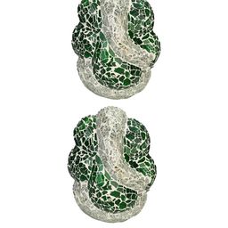 SOMIL Green & White Set Of 2 Printed Glass Ganesh Idol Shaped Wall Lamp-image-4