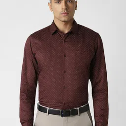 Peter England Men Spread Collar Micro Ditsy Printed Cotton Slim Fit Casual Shirt-image-42