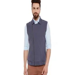 Hypernation Grey Slim Fit Cotton Waistcoat-69