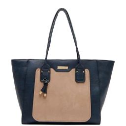 Giordano Capsule Navy & Beige Solid Large Tote Handbag-image-96