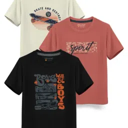 HELLCAT Kids Multicolor Printed T-Shirt (Pack Of 3)-image-84