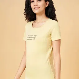 Ajile by Pantaloons Pale Yellow Cotton Printed Sports T-Shirt-21