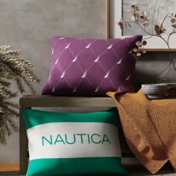 Nautica Logo Stripe Grape & Mint Microfibre 300 GSM Premium Cushion Covers - Set of 2-image-65