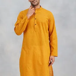 Fabindia Ethnic Motifs Printed Band Collar Cotton Straight Kurta-picture-18