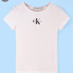 Calvin Klein Oragnic Cotton Half Sleeves Slim Fit T-Shirt  Logo Print - White-image-81
