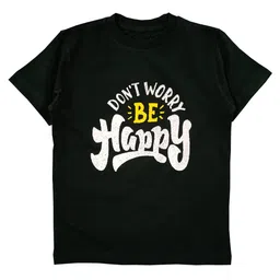 Snowflakes Half Sleeves Be Happy Printed Tee - Bottle Green-picture-24