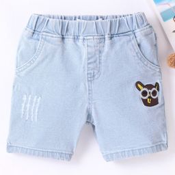 Kookie Kids Denim Knee length Shorts Embroidery Detailing- Light Blue-image-69