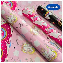 Puchku Unicorn Gift Wrapping Paper for Gift Wrap Random Unicorn Design- Pack of 6-picture-22
