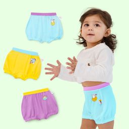 SuperBottoms Pack of 3 Bamboo Space Theme Printed Super Soft Bloomers - Yellow Purple & Blue-image-63