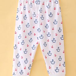 Ollypop Sinker Knit Full Length Lounge Pant Boat Print - White-picture-24