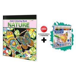 Nature - Adult Colouring Book with 12 Colour Pencils + 1 Sharpner : Art Coloring Book for Adults, Calming Coloring Book, Mindful Art Coloring, Coloring Book for Adults-image-88