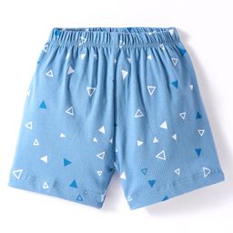 Tango Single Jersey Knit Knee Length Shorts with Triangle Print - Light Blue-picture-15