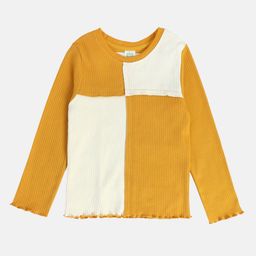 MINI KLUB Cotton Full Sleeves Cut & Sew Top - Yellow & Marshmallow-image-53