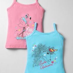 Bodycare Cotton Knit Slips With Unicorn Print Pack Of 2 - Pink & Light Blue-image-94