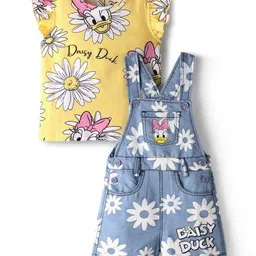 Babyhug Disney Single Jersey Knit Dungaree & Frill Sleeves Inner Tee With Minnie Mouse Family Graphics - Blue & Yellow-picture-36