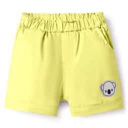 Ollypop Sinker Woven Knee Length Solid Coloured Shorts With Animal Patch - Light Yellow-image-78