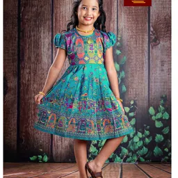 Bhartiya Paridhan Silk Woven Half Sleeves Plated Ethnic Dress With Embroidery - Turquoise-picture-36