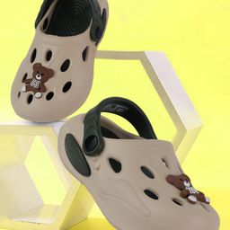 PASSION PETALS Teddy Bear Applique Detailed Slingback Perforated Clogs - Light Brown-image-64