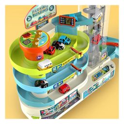 HAPPY HUES 3 Level Race Track & Toy Garage Playset Light & Music - Assorted Colours image 2