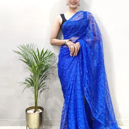DIVASTRI Floral Net Saree-picture-15