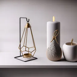 LETSBOHO Gold-Toned & Black Pyramid Tea Light Candle Holder With Stand-54