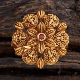 Kushal's Fashion Jewellery Ruby Gold-Plated Ethnic Antique Finger Ring-image-55