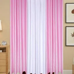 BELLA TRUE White And Pink 3 Pieces Regular Long Door Curtains-image-58