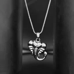 Voylla Men Rhodium Plated Traditional Ganesha Pendant With Chain-33