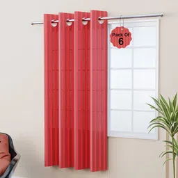 Kuber Industries Maroon & White Striped Window Curtain-image-24