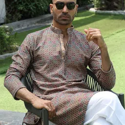 KRAFT INDIA Embroidered Mandarin Collar Thread Work Straight Kurta-14