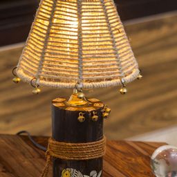 ExclusiveLane Brown Madhubani Hand-Painted Wooden Table Lamp with Shade-29
