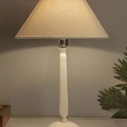 Homesake Glossy White Cubist Aluminium Table Lamp With White Cone Shade (Bulb Included) - Set of 1-image-51