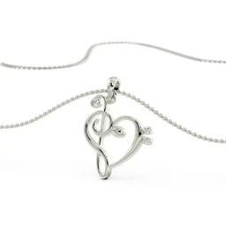 Emori 18k White Gold & Diamond Heart Beat Pendant-image-88