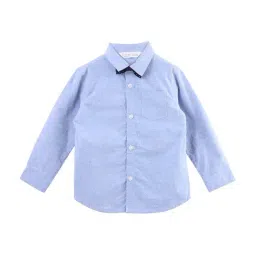 Beebay Kids Blue Cotton Self Pattern Shirt-image-24