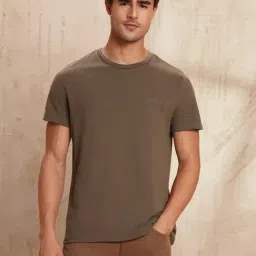 U.S. Polo Assn. Denim Co. Brown Cotton Regular Fit Self Pattern T-Shirt-picture-14
