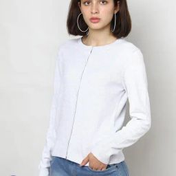 GAP Grey Cotton Solid Long Sleeves Cardigan-image-13
