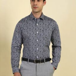 Allen Solly Navy Cotton Slim Fit Printed Shirt-image-26