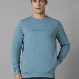 Louis Philippe Blue Cotton Regular Fit Sweatshirt-picture-13
