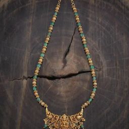 Kushal's Fashion Jewellery Green Golden Necklace for Women-picture-39