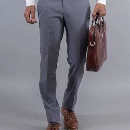 Turtle Grey Narrow Fit Checks Trousers-image-96