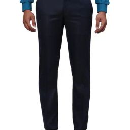 Raymond Blue Slim Fit Self Pattern Trousers-picture-1