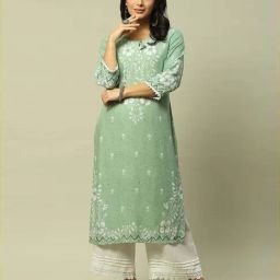 Rangriti Green Straight Fit Printed Kurta-image-40