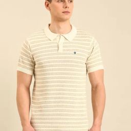Linen Club Beige Linen Slim Fit T-Shirt-image-89
