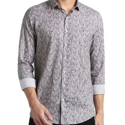 Simon Carter London Grey Printed Slim Fit Shirt-image-42