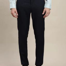 Turtle Navy Blue Slim Fit Self Design Trousers-image-19