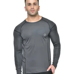 Chkokko Dark Grey Regular Fit Sports T-Shirt-image-17