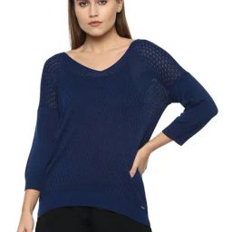 Van Heusen Blue Self Design Sweater-image-48