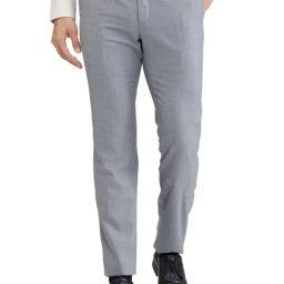Raymond Grey Slim Fit Self Pattern Trousers-picture-49